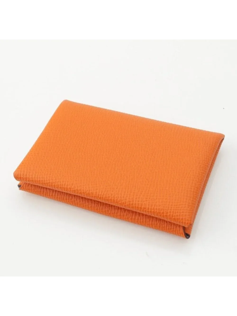 Hermes Calvi Verso Epsom Button Type Card Case Orange Celeste Bicolor